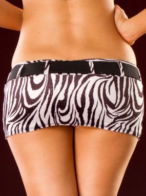 Zebra Sparkle Velvet Belted Mini Skirt