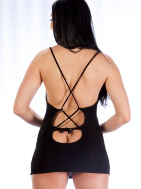 Black Slinky Lace-Up Mini Dress