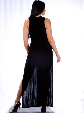 Black Slinky Elegant V-Front Gown & G-String