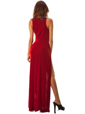 Red Slinky Elegant V-Front Gown & G-String