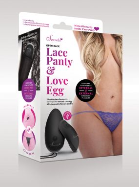 Plus Size Purple Lace Vibrating Open Butt Panty W/ Remote Controlled Love Egg