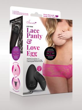 Plus Size Hot Pink Lace Vibrating Low Rise Panty W/ Remote Controlled Love Egg