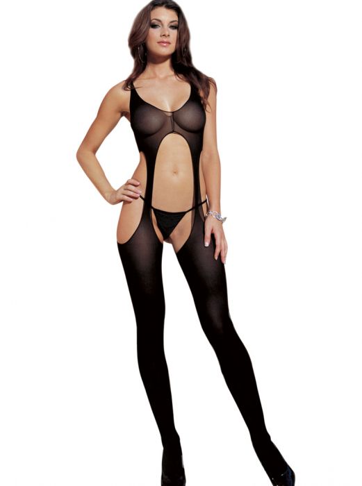 Suspender Crotchless, Booty Out, Tank Bodystocking